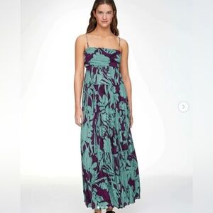 Oysho turquoise and violet floral dress size XS